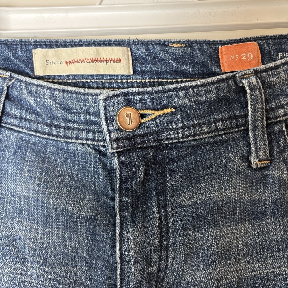 Anthropologie Pilcro Hyphen Patchwork Embroidered Jeans 29 Dark/Med Wash- Grunge - Picture 12 of 15